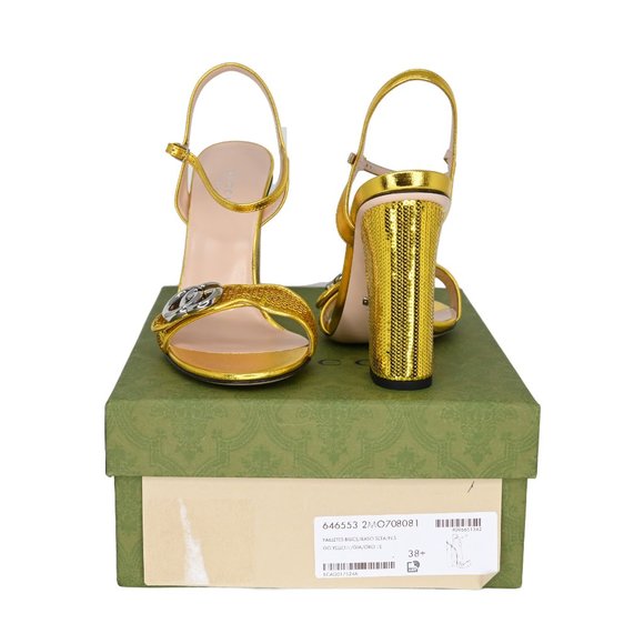 Gucci 646553 GG Marmont Leather/ Sequin Sandals - Picture 5 of 6